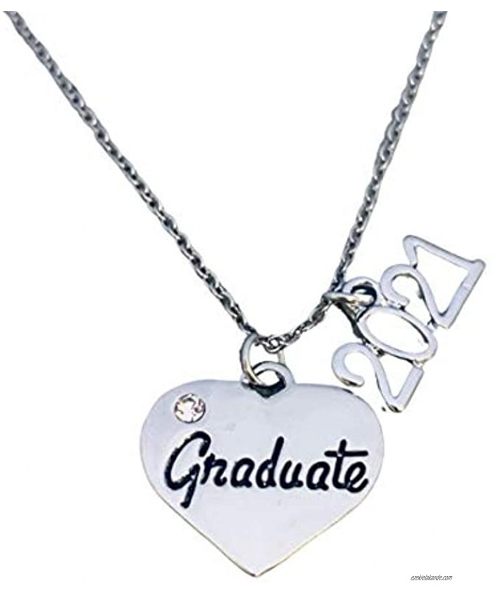 Infinity Collection 2021 Graduation Charm Necklace Graduate Heart Charm Pendant Jewelry Graduation Gift for Women Teens and Girls Class of 2021