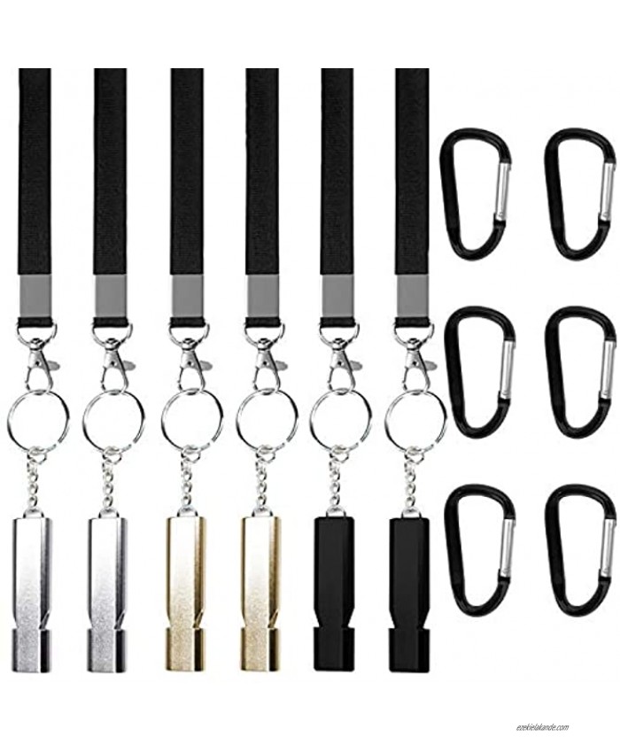 OBSGUMU 6Pack Double Tube Emergency Whistle,Aluminum Safety Survival Whistle with Lanyard and Carabiner,Perfect for Coaches,Hiking,Camping,Training,Ultra Loud18Pack