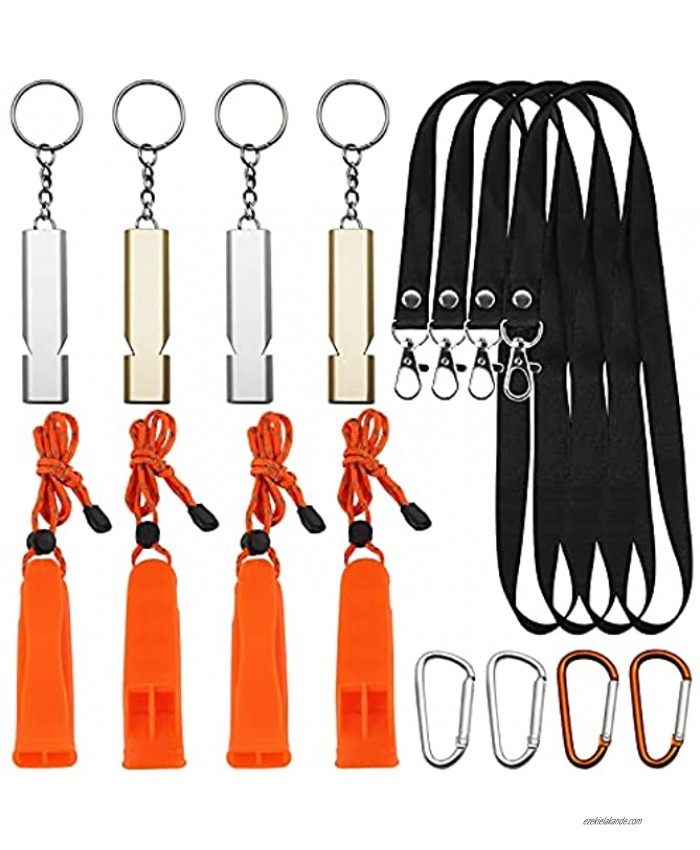 Openfly Emergency Whistle Survival Whistles Super Loud Whistles with Lanyard Double Tubes Outdoor Whistle Safety Whistle Waterproof Camping Whistle Lifeguard Whistle 8 Pack