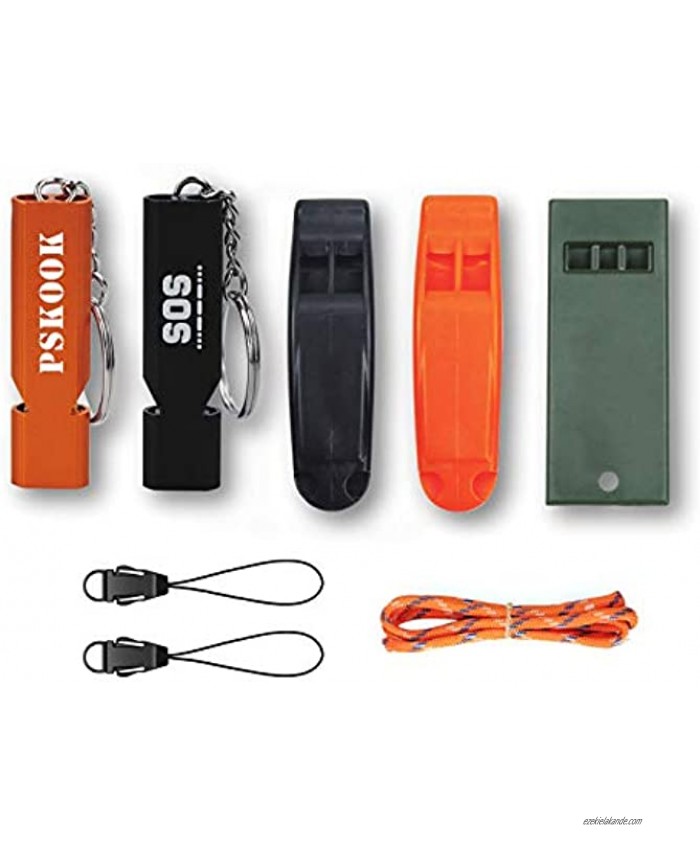 PSKOOK Emergency Whistle with Lanyard and Keychain Loud Survival Whistle for Rescue Signaling Climbing Hiking Boating Kayaking Hunting