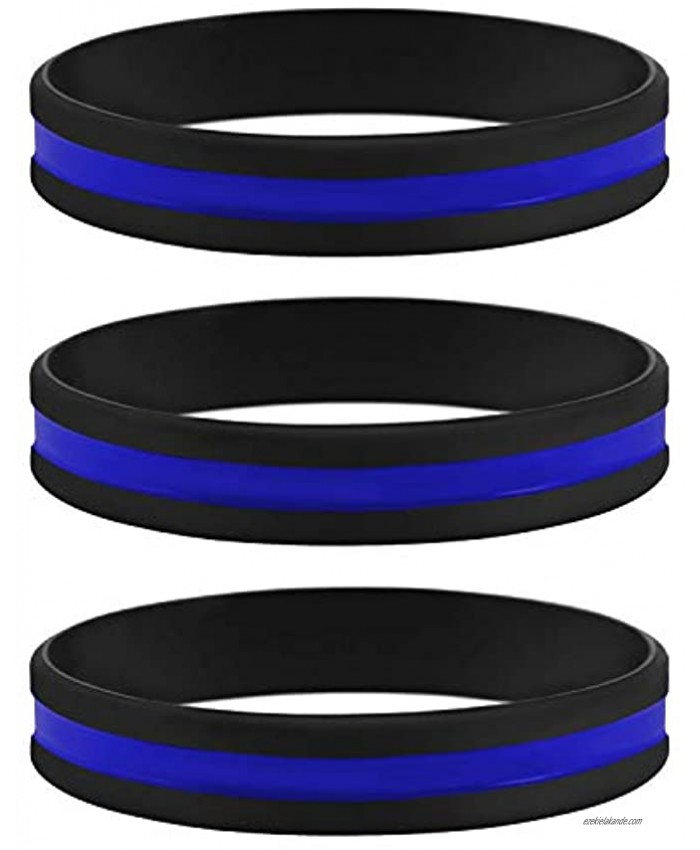 Sainstone Thin Blue Line Bracelet 3 Pack of Silicone Rubber USA Wristband Band Set Support Law Enforcement for Policeman's Prayer Gifts Accessories for Police Officers Cops 3 Pack