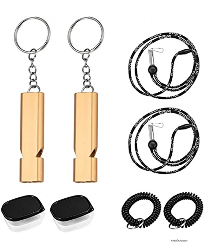 SUYAMI Emergency Survival Metal Whistle with Adjustable Lanyard & Wristband Coil & Container Perfect for Outdoor Sports Climbing Hiking Camping