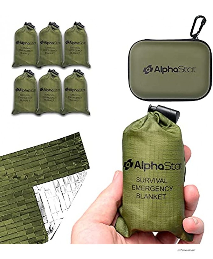AlphaStat Mylar Emergency Blankets 6 Pack Extra Large Thermal Mylar Foil Space Blanket for Hiking Camping and Car Emergency Use Designed by NASA Reflect 90% Body Heat