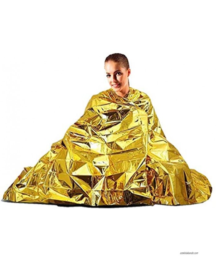 Emergency Mylar Thermal Blankets ROYAL WIND 4 Pack Extra Large Foil Space Blanket Heat Sheet for Camping Hiking Marathon Running First Aid Kits Preparer Bug Out & Outdoor Survival Gold