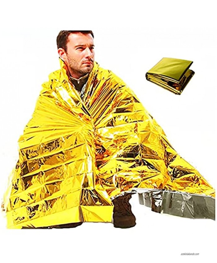 Gold Silver Double Sided Emergency Blanket,Extra Large Outdoor Rescue Blanket Disposable Waterproof Thermal Blanket 160 X 210 cm for Hiking Camping Survival First Aid Kit Crafting5 Pack