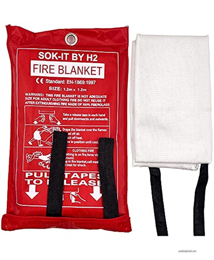 SOK-IT BY H2 Fire Blanket for Home,Fire Suppression Blanket for Kitchen,Fiberglass fire Retardant Blankets,Emergency fire Blanket,Welding Blanket Size Large47 X 47 inch