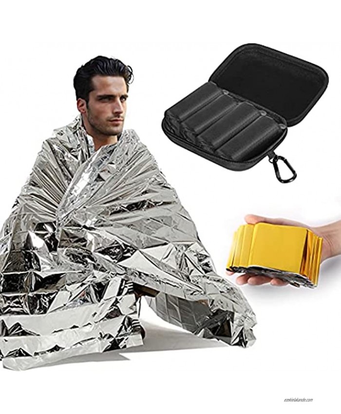 Verkstar Mylar Emergency Blankets 4 Pack Extra Large Outdoor Thermal First Aid Foil Blanket -Designed for NASA Hiking Survival Marathons Camping and Car Use