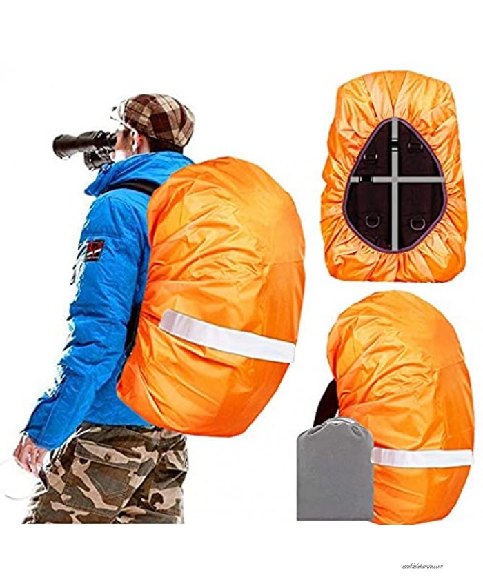Joy Walker Waterproof Backpack Rain Cover with Adjustable Anti Slip Cross Buckle Strap & Strengthened Triple Inner Layer Black Reflective 50-70L