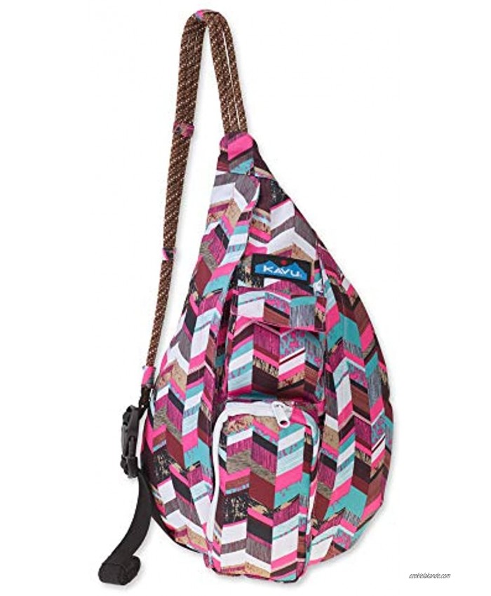 KAVU Mini Rope Sling Bag Polyester Crossbody Backpack Sunset Blocks