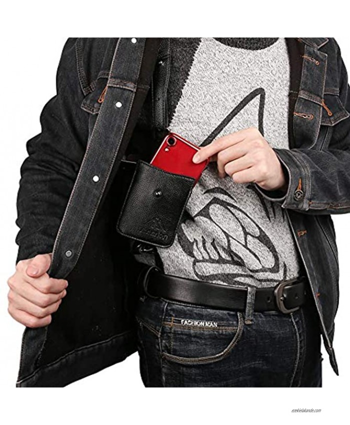Neween Anti-Theft Hidden Underarm Strap Wallet Phone Holster Bag Leisure PU Leather Shoulder Pouch Double Shoulder Pocket Sport Vest Outdoors Black